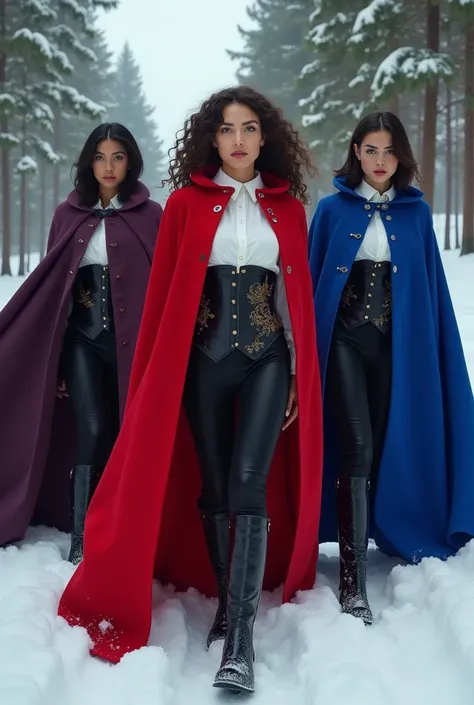  I need you to believe three women these women will wear a wardrobe of long black boots that reach the knee, tight black pants and a white button down shirt with a corset at the waist that highlights their figures, those corsets will have embroidered accor...