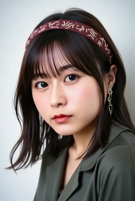  headband,Heisei Gal Makeup and Poses、(photo  realistic:1.4), (hyper  realistic:1.4), ( realistic:1.3), (      Smoother Lighting      :1.05), ( movie lighting for s:0.9), 32K, 1 person,20 years old,  realistic lighting, Backlight,  The light hits the face,...