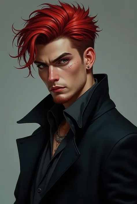 Young man who is tall and athletic ,  with an elegant posture that exudes confidence .  His hair is red with jet-black ,  always perfectly speculated everywhere, revealing cold and impenetrable hazel eyes,  capable of intimidating with a single glance .  H...