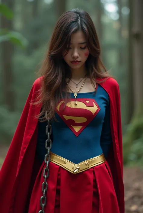  live action、cute Japanese supergirl、With a man、Picture of a supergirl stabbed by a man   ,    chest slashed with a sword    ,  Expression of deep pain    ,  dramatic, dramatic tragedy  ,     blood is spewing out of her wound      ,    chest slashed to dea...