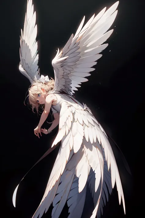  masterpiece fails,  of the highest quality , angel wing , black background, without people,  only wing