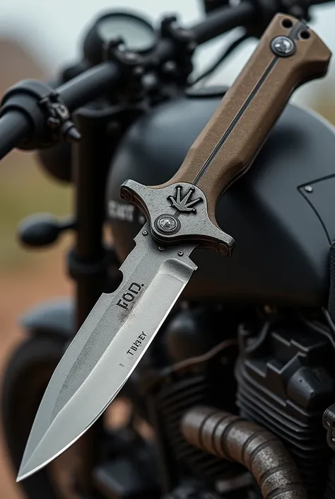 Military knife with motorcycle crown