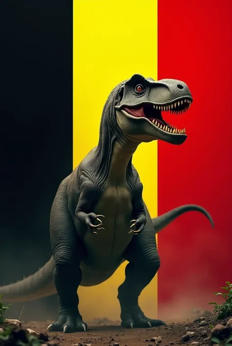 Flag of belgium but there is  badly cropped stegosaurus png in it