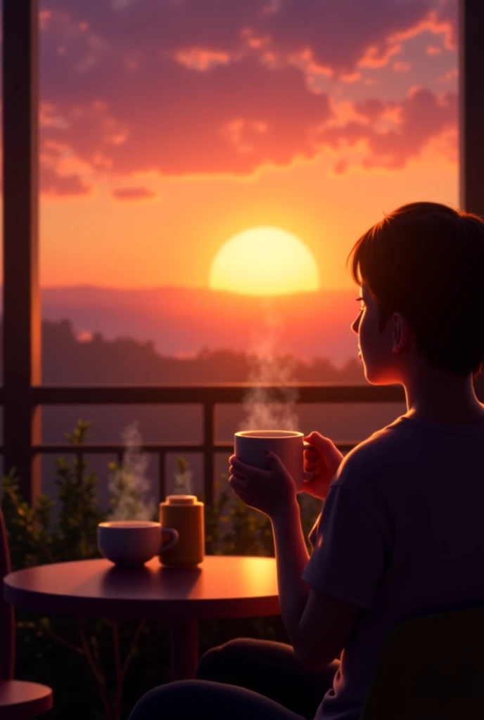 Coffee at sunset 
