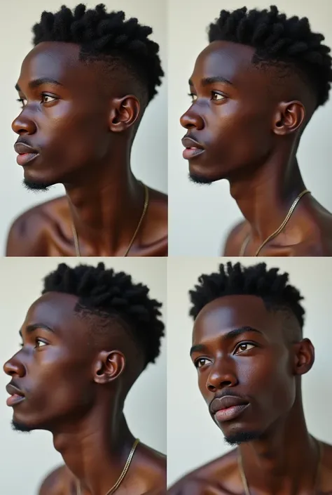 Generate 5 faces of a Kenyan young man,the faces must be of the same guy in different postures 