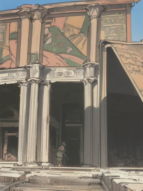 (( Ancient Roman City Pompeii:1.5)), Heraldic Carvings , ((god々The murals:1.3)), Delicate decoration,   Studio Ghibli in the courtyard ,  anime key visual , Makoto Shinkai, Deep Color,  complicated,  8K Resolution Concept Art ,  natural light, Beautiful co...