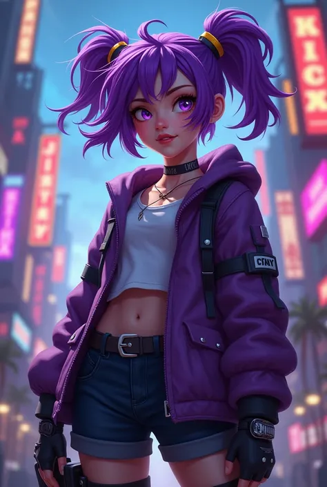 again, A girl with purple hair , Jinx and Vis sister