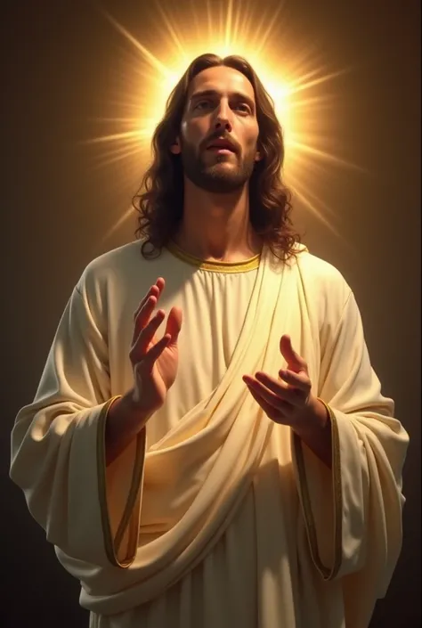 **Prompt:**

 Create a 15 to 30 second video , in TikTok format ,  in which a representation of Jesus appears on the screen ,  with a solemn and benevolent appearance .  In Your calm and serene voice ,  He addresses the viewer , saying:

**Audio:**

" Dear...