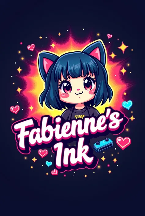 Tattoo logo kawaii gaming mit den Namen Fabiennes Ink