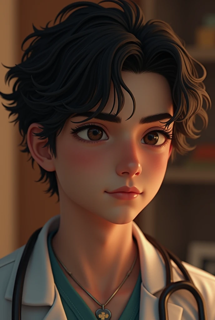 Handsome teenager with wavy hair dreams of becoming a doctor but the memory of his father makes him look sad