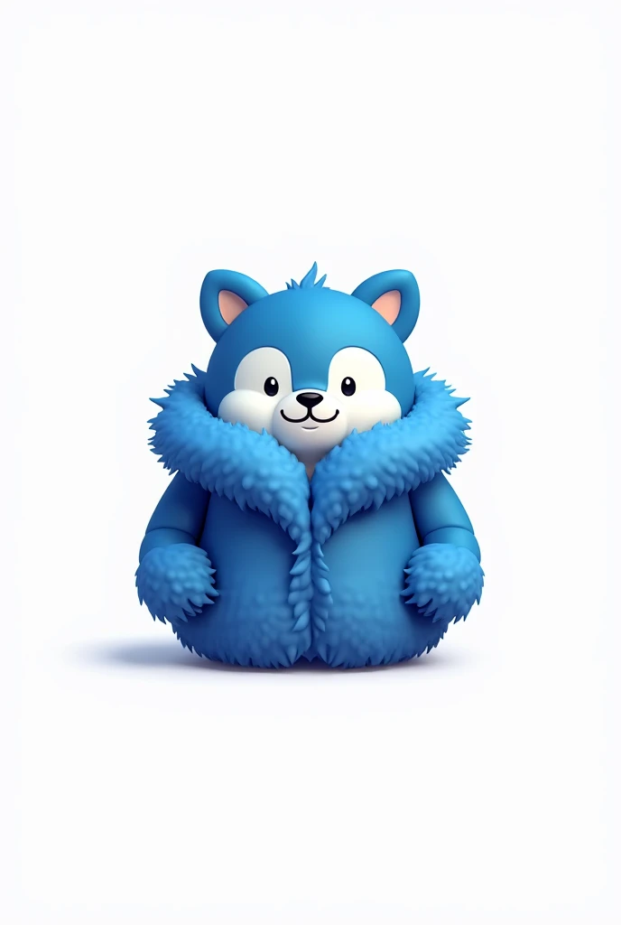 Logo of the name Bempak color blue with 
 symbolizing delivery certain package ,   fur coat with white background 