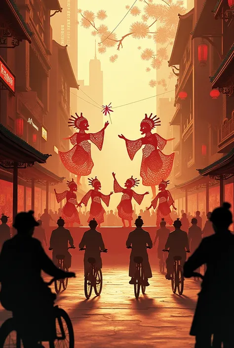 Chinese Shadow Theatre by bike 
