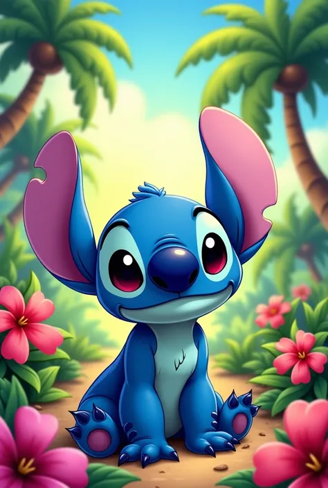 Create a color cartoon for me from the cartoon Stitch