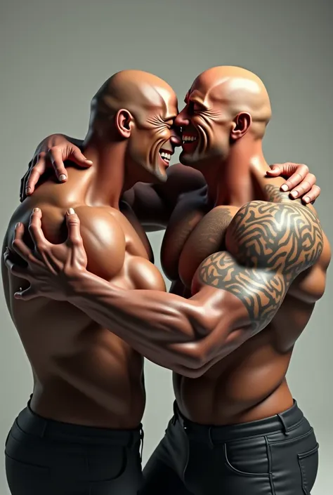 Dwayne Johnson hugging Dwayne Johnson 