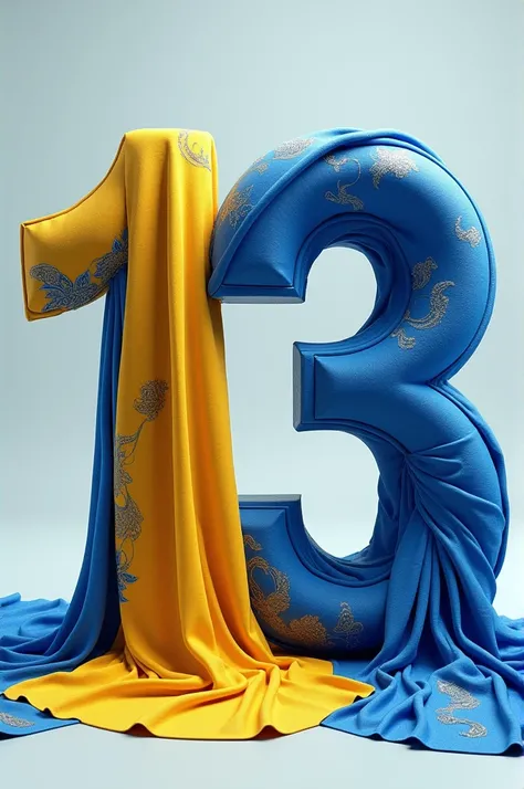 Write the number "183" In blue and yellow shawls