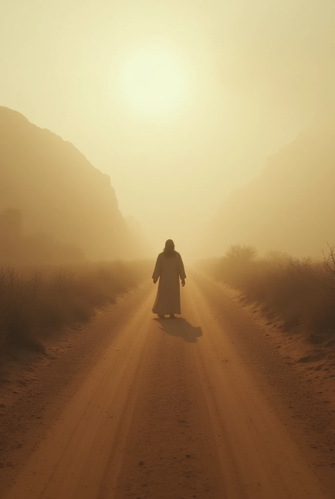 I walk straight to the dirt floor and Jesus coming right there at the end of the road you can hardly see the man