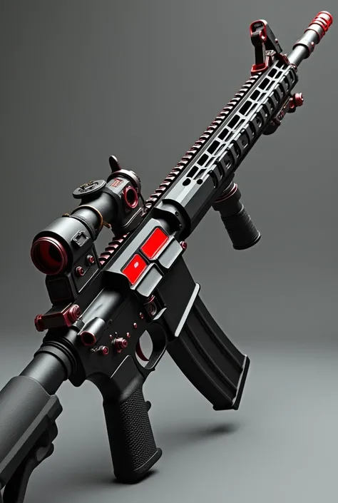 M4 rifle full black with red and gold parts