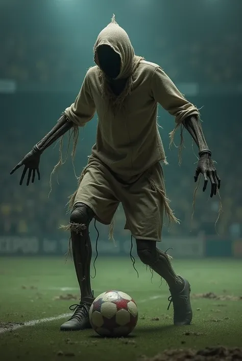 Create a soccer player with a scarecrow aura 