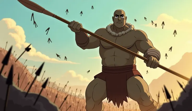 Introducing Lwanda Magere]

(Animated scene of Lwanda Magere in battle, wielding a spear, with arrows bouncing off his stone-like body.)

Voiceover:
"Lwanda Magere was no ordinary man. Born with a body of stone, he was invincible. Swords, spears, and arrow...