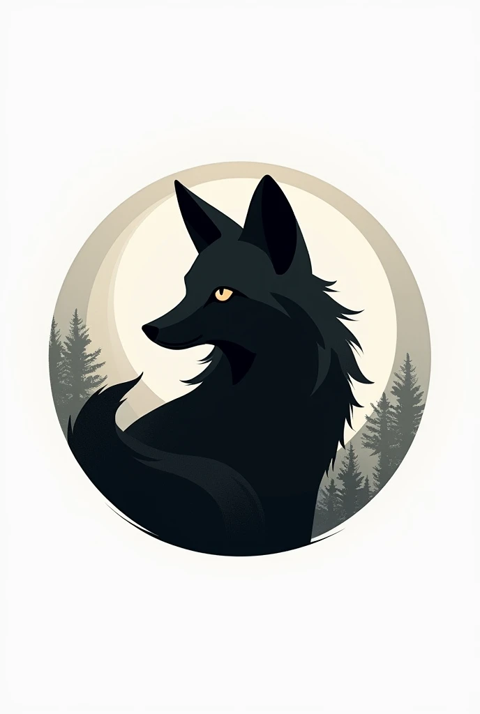 Create a circular logo with a black fox 