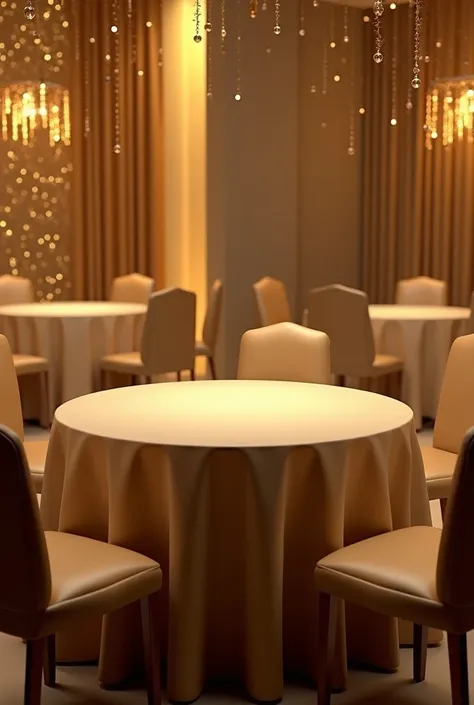 Empty round table with New Years background uses gold color