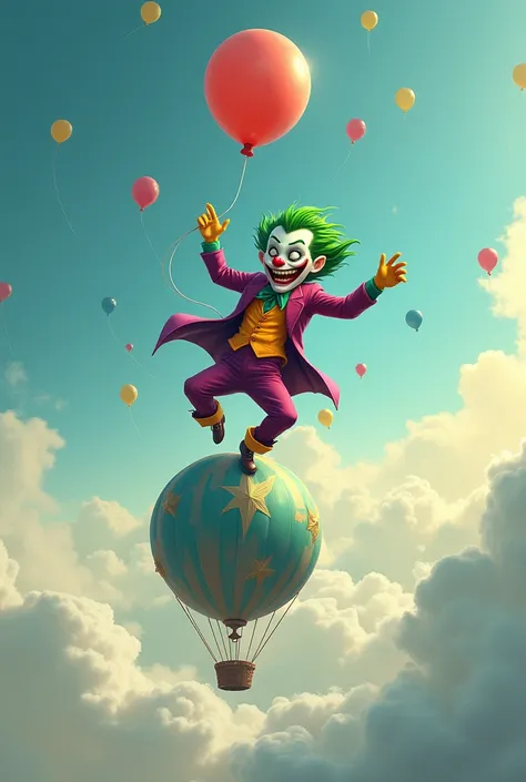 Djigue the joker dancing on top of a balloon