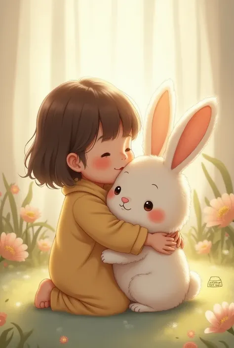 Cuddly rabbit for girl