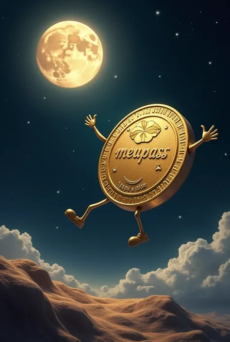 Coin written Meupass going to the Moon 🌙