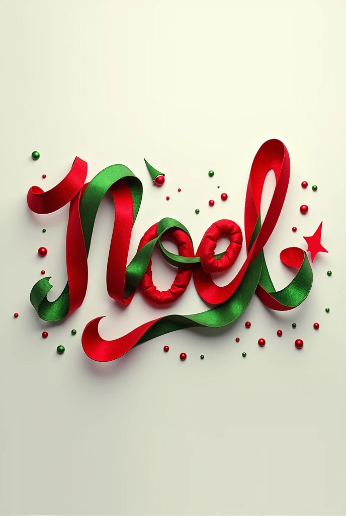 His alias is Noel written with red and green Christmas ribbons 