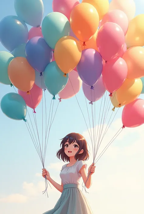 anime woman inlates thier balloons