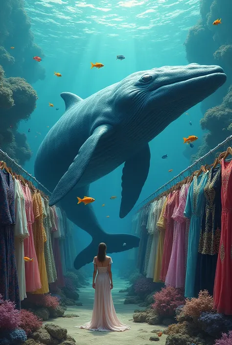 Photo on a whale buying a lot of clothes