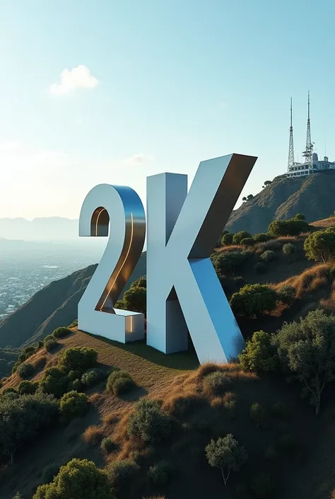 The Hollywood sign but instead of saying Hollywood it has to say "2K" 