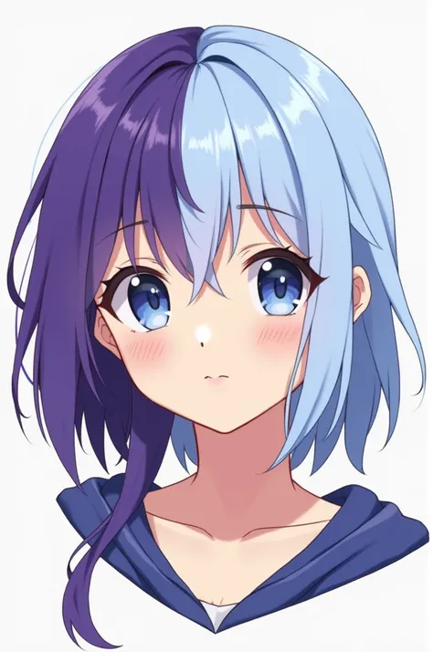 2D girl purple hair and light blue locks Boku no hero style