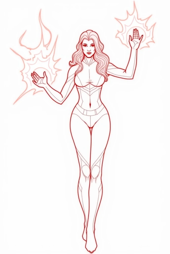  Marvel Hero: Avenger Wanda Maximoff  ( Scarlet Witch)  simple line drawing for ren