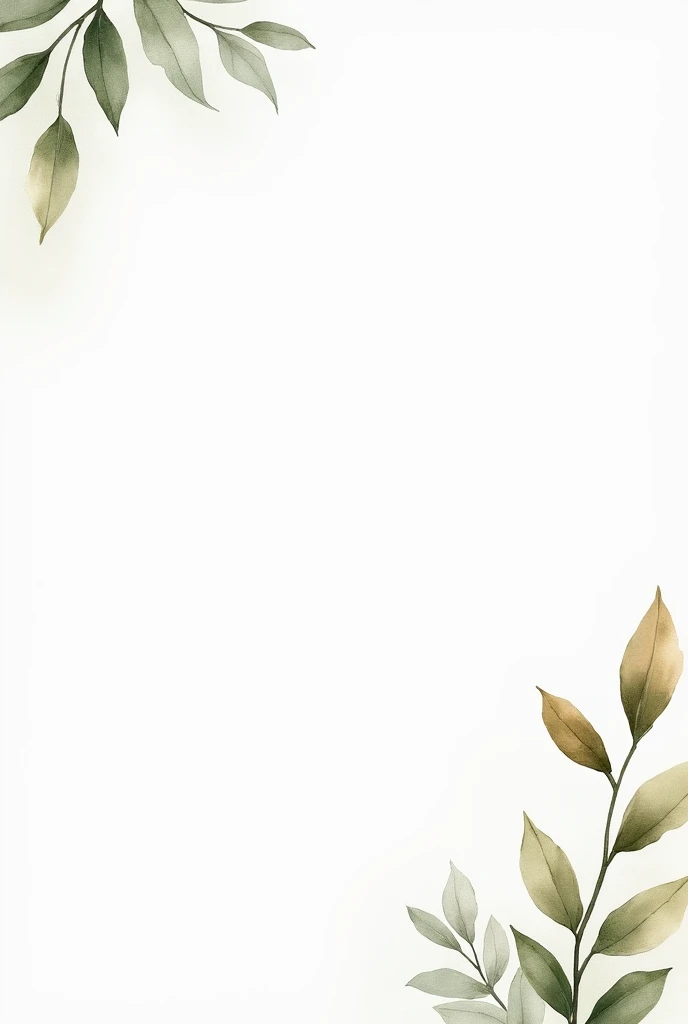 Watercolor boarder textures with soft leaves on white background, perfect frame, hd quality, high quality 