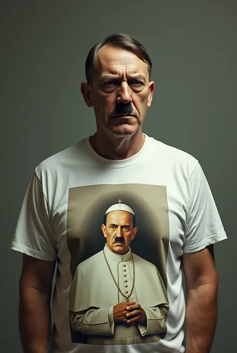 Create Hitler with a t-shirt that he wears I really like the Pope