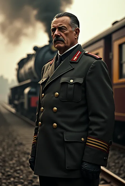 Benito Mussolini on a train