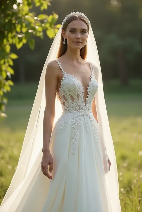 Make a white wedding dress for this women