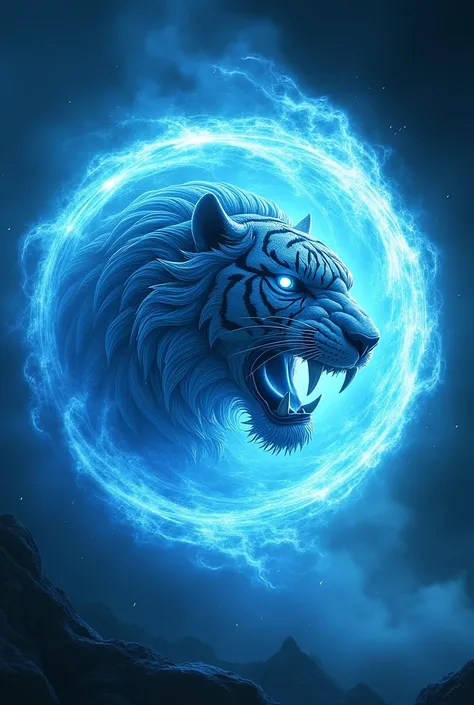  A blue energy ball flows from a tiger emblem.