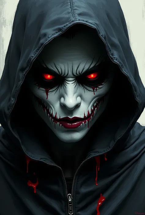 a close up of a person with a creepy face and a cape, phonk album cover, ghastly, ken kaneki, the sandman from graphic novel, comic artwork, detailed cover artwork, shinigami, dramatic artwork, persona 5 phantom thief style, comic cover art, ghost rider, p...