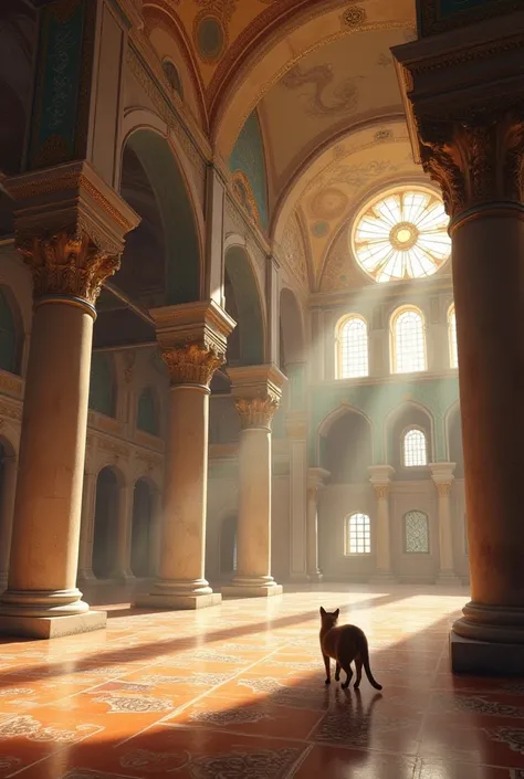 Hagia Sophia mosque and cat 