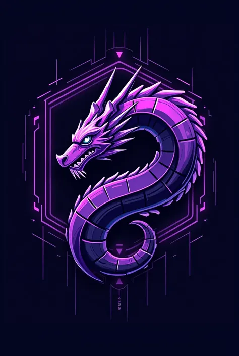 Create a sports logo with a purple computer dragon