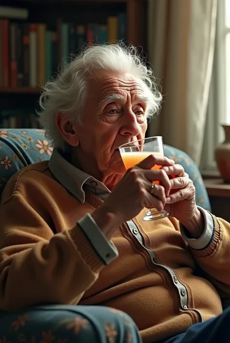 Picture of an elderly person sitting with a sip