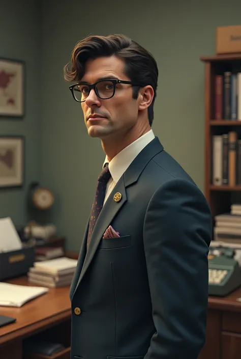 Clark Kent, with glasses