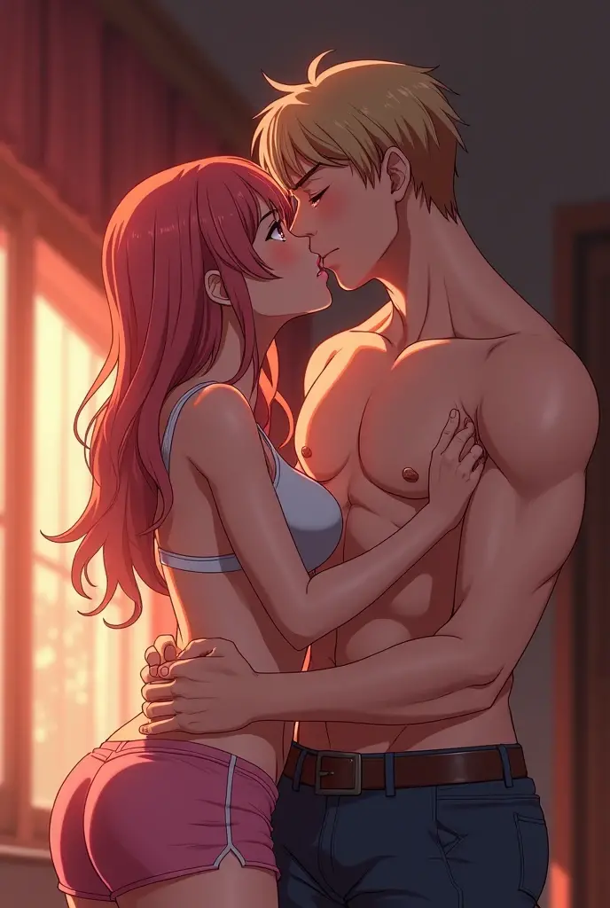 completely naked anime girl, has sex with a tall and rough man oh ,  a very big dick inside her tiny untouched pussy