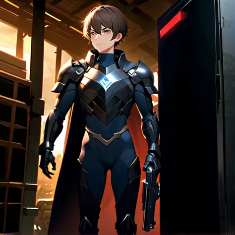 Masterpiece, hd, high resolution, high quality, best quality, super detailed. Solo character alone, multiple views. Fantasy art.
{{(A 14-years-old male-human-gunner-boy:(appearance: fair-skin. brown-short-hair. brown-eyes. slender body. He stands 1,58-cm-t...