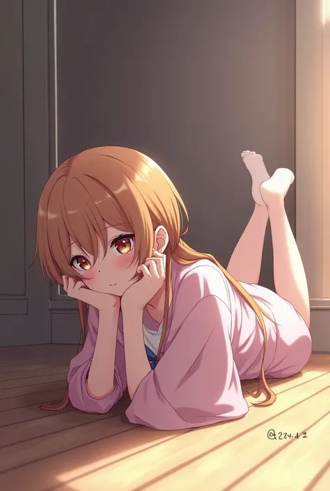 anime girl laying on the floor with her head on her hands, an anime drawing by Kanō Naizen, trending on pixiv, shin hanga, oppai, smooth anime cg art, realistic anime 3 d style, ayaka genshin impact, shikamimi, the anime girl is crouching, hyper realistic ...