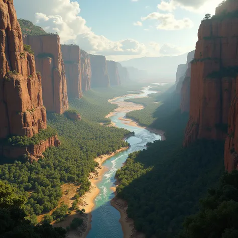 uninhabited, canyon, desert, forest, badlands, river