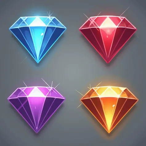 " The graphic should show four icons representing the ranges of a set ,  and each of these icons must be a diamond ,  but with clear differences in size ,  color and details according to the range .  Here are the details for each of the :

diamond (diamant...