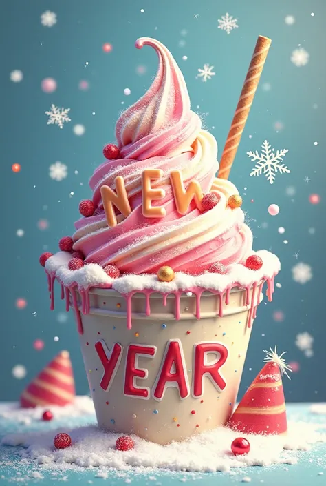 Message with image and text with greetings for the new year for ice cream makers